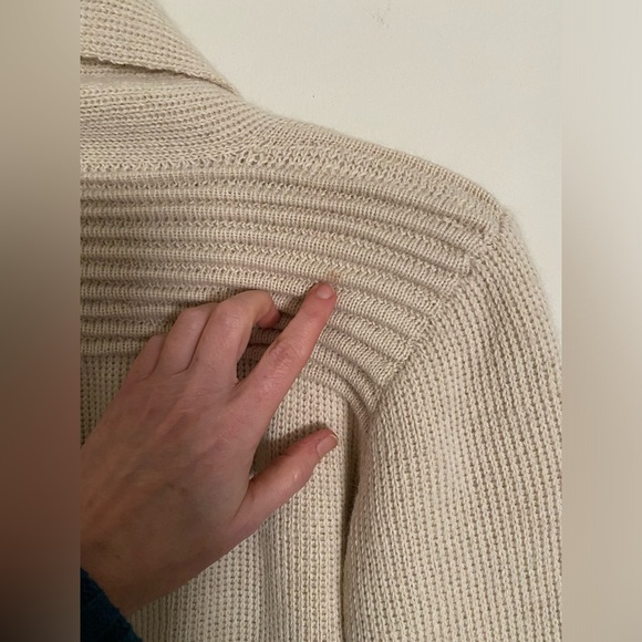 Vintage Lauren Manoogian Wool Cardigan Sweater Cream Ribbed - Picture 5 of 6